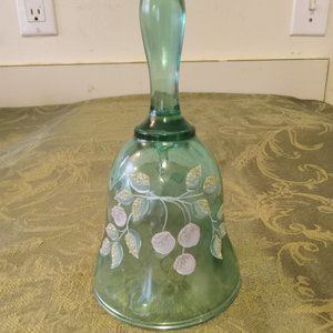 Fenton Hand Painted Light Green Bell